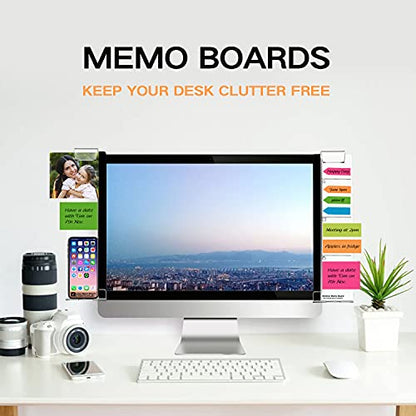 Monitor Memo Boards for Computer, Set of 2 (Left & Right) Multifunction Acrylic Screen Message Reminder Pad Side Panels Phone Holder - Utility Organizer for Office Desktop, Gift of 1 Pack Sticky Notes - style: Left + Right