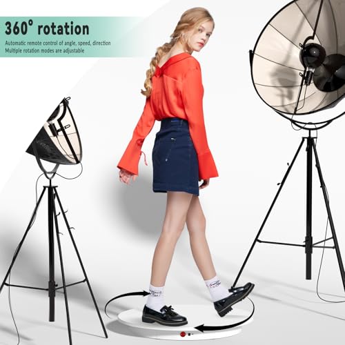 JAYEGT Motorized Rotating Display Stand, 350Lbs Load，360 Degree Electric Rotating Potography Turntable for Products Display，Live Show， Remote Control +5 Colors Backgrounds (White/23.6Inch/Wired) - color: White, size: 23.6Inch