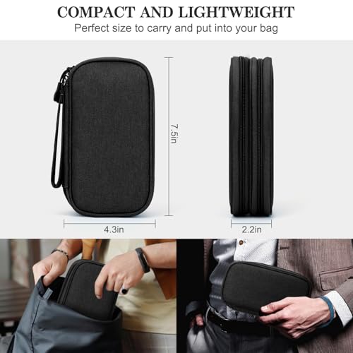FYY Travel Cable Organizer Pouch Electronic Accessories Carry Case Portable Waterproof Double Layers All-in-One Storage Bag for Cord, Charger, Phone, Earphone Black - color: Black, style: Small