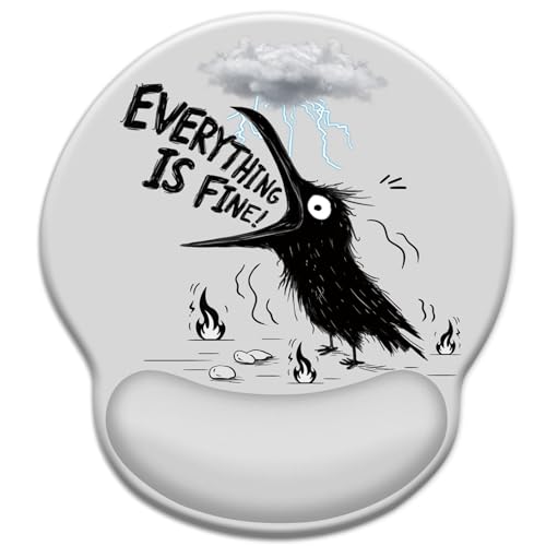 Mouse Pad with Wrist Rest, Funny Crow Ergonomic Mouse Pads Wrist Support for Desk, Goth Gaming Mousepad for Wireless Mouse Laptop Computer Work Home Desk Accessories Office Supplies Desktop Decor - color: 0 Crow