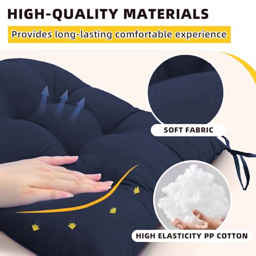 Black Chair Cushions for Dining Chairs Indoor Outdoor Chair Cushions with Ties Tufted Seat Cushions Chair Pads - color: Black