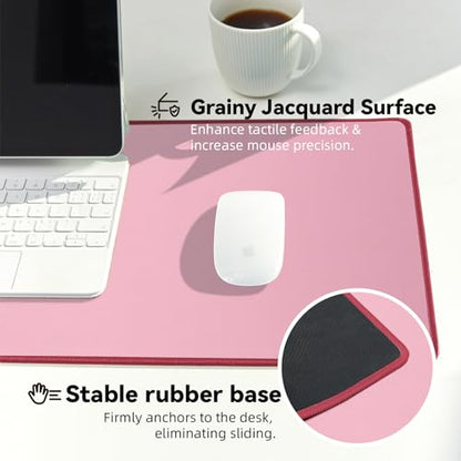 Reniteco Waterproof Large Gaming Mouse Pad with Durable Stitched Edges, Non-Slip Rubber Base, Grainy Jacquard Mouse Mat Desk Pad for Home Office Gaming, 27.6"x11.8"x0.12", Pink - color: Pink, size: 27.6''x11.8''x0.12"