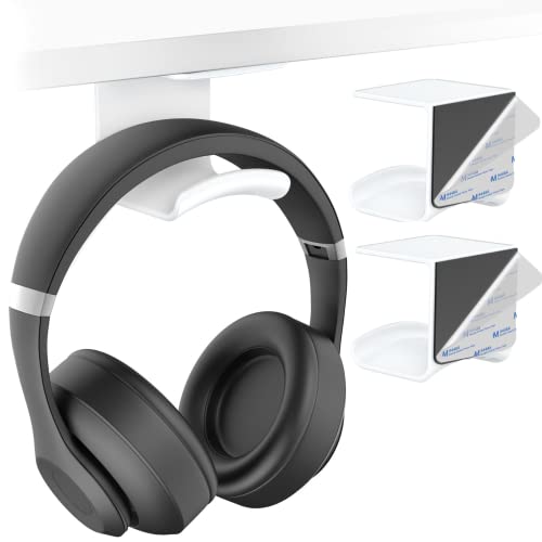HomeMount Headphone Hook - Adhesive Gaming Headphone Stand Hanger, For Most Headphones - White (2-Pack) - color: White-2P