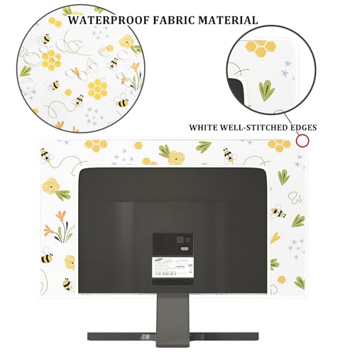 Bee Waterproof Screen TV Cover 37,38,39 Inch Spring Summer Honey Flowers Botanical TV Display Screen Cover Antistatic Water Resistant Television Covers Dustproof Protective，Yellow Design - color: yellow, size: 37-39 Inch for tv cover
