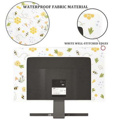 Bee Waterproof Screen TV Cover 37,38,39 Inch Spring Summer Honey Flowers Botanical TV Display Screen Cover Antistatic Water Resistant Television Covers Dustproof Protective，Yellow Design - color: yellow, size: 37-39 Inch for tv cover