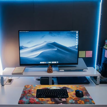XL Mouse Pad,Elephant in Flower Blossom Large Gaming Mouse Pad,Cute Elephant Floral Desk Mat,Extended Big Computer Keyboard Desk Pad with Non-Slip Base and Stitched Edge 31.5"x11.8" - color: Elephant in Flower Blossom, size: XL-31.5"x11.8"