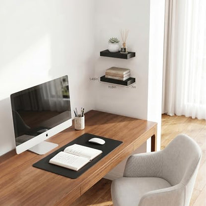 Floating Shelves Set of 2,11.8'' Wood Wall Shelves with Invisible Bracket for Living Room,Bedroom,Kitchen,Bathroom,Black - color: Black, size: 11.8''