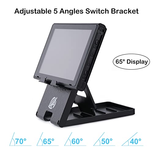 Tscope Foldable Switch Stand for Nintendo Switch/Switch 2/Lite/OLED, Adjustable Compact Portable Holder, Cute Leaf Design Gaming Stand Accessories (Black) - color: Black