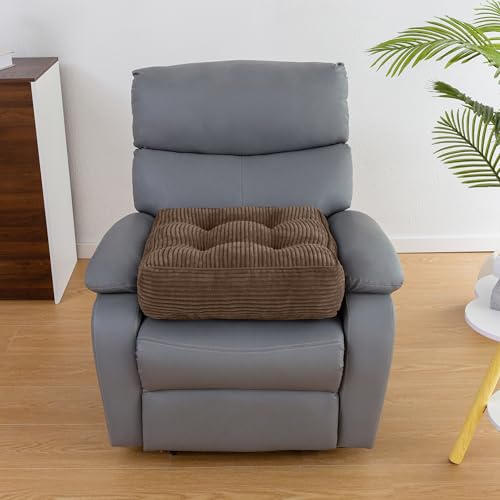 HIGOGOGO Tufted Corduroy Recliner Seat Cushion for Elderly, 20x20x6 Inch Extra Large Square Seat Cushion for Recliner Chair, Floor Pillow, Office Chair, Car, No Pressure on Thighs, Brown - color: Brown, size: 20x20x6