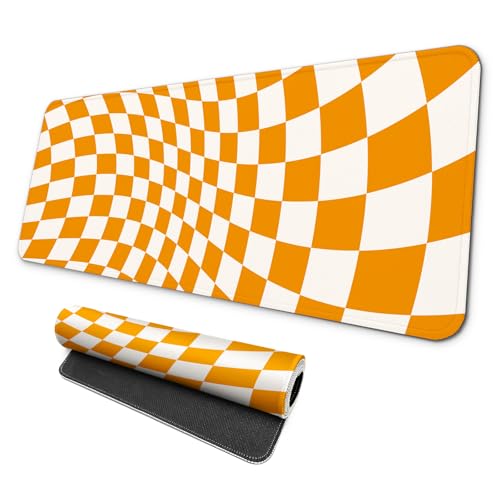 MAY FLOWER Gaming Mouse pad, Large Laptop Mousepad, Full Keyboard Mat, Long Computer Mouse Mat for Home and Office, Anti-Slip Rubber Base, 31.5 x 11.8 Inches (Checkered) - color: Checkered