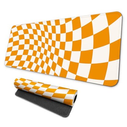 MAY FLOWER Gaming Mouse pad, Large Laptop Mousepad, Full Keyboard Mat, Long Computer Mouse Mat for Home and Office, Anti-Slip Rubber Base, 31.5 x 11.8 Inches (Checkered) - color: Checkered