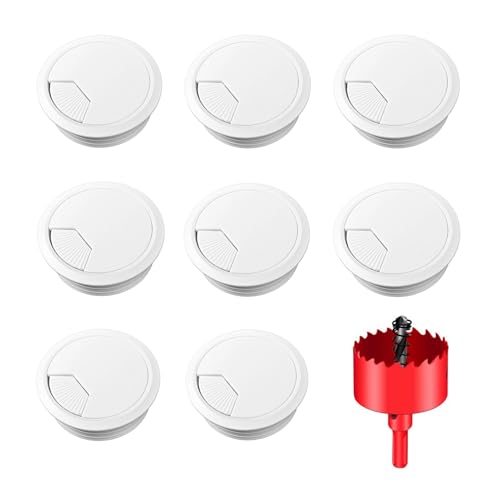TuTuYa 8PCS Desk Grommet, Desk Grommet White 2 Inch（50 mm) Desk Cable Grommet Desk Cable Hole Cover with Hole Saw, Ideal Solution for Office and Home Table Cable (White, 2 Inch_50 mm) - color: 2 Inch_50 mm White 8PCS