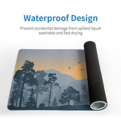 Mountain Gaming Mouse Pad 27.6x11.8 Inch Forest Large Mousepad Extended Grey Mousepad Gaming Non-Slip Rubber Base Stitched Edges Keyboard Mouse Mat Desk Pad for Office Home and Game - color: Mountain 2