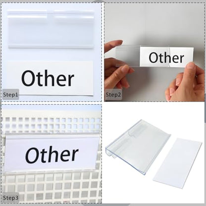 Diteje 20 Pack Wire Shelf Label Holders with Paper Inserts, 3.94x1.50inch | Shelving Rack Retail Sign Hook,Clip On Design,for Supermarket/Retail/Shelves,No Tools Needed - size: 3.94x1.65in