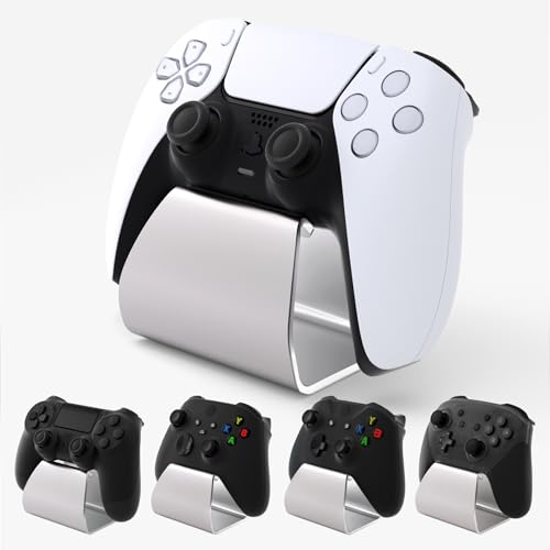 PlayVital Stand-AL Game Controller Stand for ps5, for ps4, Universal Desktop Display Gamepad Suppoter for Xbox Series X/S, Xbox One, Aluminium Metal Controller Holder for Switch 2 Pro - Silver - color: Silver