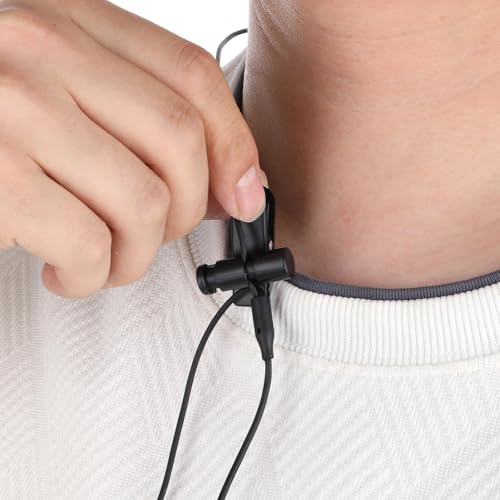 6 Pcs Headphone Clips, Black Headset Cable Clips for Earphone Wire Collar Clamp Clothing Clip Plastic Lapel Mic Clip for 2-4mm Cables