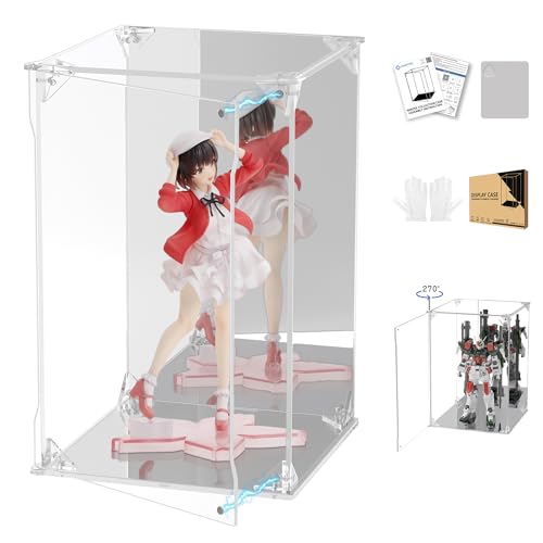 Clear Acrylic Display Case with Mirrored Back and Base, UV Protected Acrylic Box with Magnetic Door, Dustproof Display Box Showcase for Collectibles, Figures, Models, Toys (6x6x10inch) - size: 6x6x10 inch