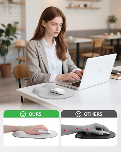 Mouse Pad with Wrist Rest, Ergonomic Mouse Pads for Desk, Office Non-Slip Mousepad with Gel Wrist Support(Light Gray, 10.6''L x 9''W) - color: Light Grey