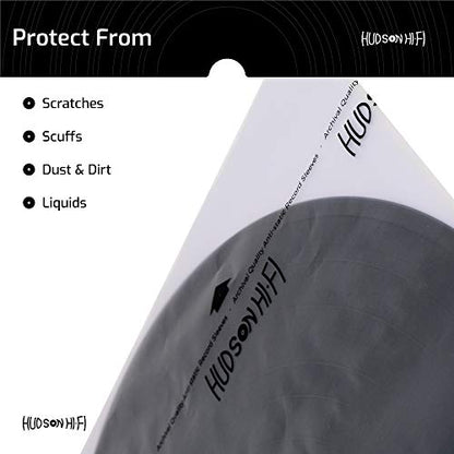 Hudson Hi-Fi Anti-Static Vinyl Record Sleeves - Durable Clear Disc Sleeves- Protect Your LP Albums from Scratches, Dust & Dirt - Acid-Free Rice Paper Disc Covers, 100x Inner Sleeves - size: 100 Inner Sleeves