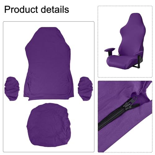 Stretch Gaming Chair Cover, Soft and Comfortable, Dust Protection, Modern Design, for Office Computer Racing Seat(Purple) - color: Purple