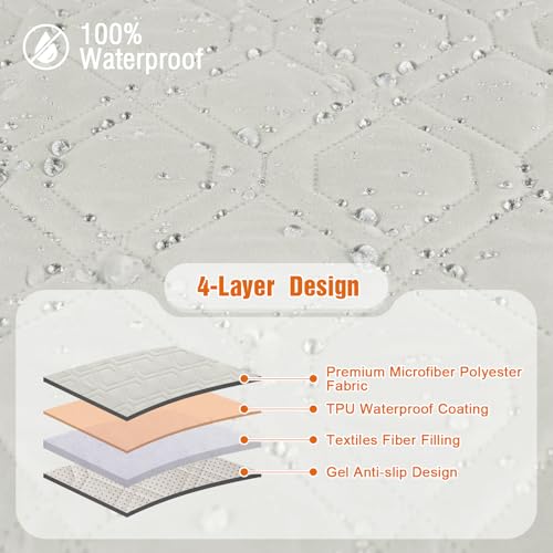 VANSOFY Loveseat Recliner Cover with Console 100% Waterproof Sofa Slipcovers Non-Slip Reclining Couch Cover Split Sofa Covers Furniture Protector for Pets, Dogs(Beige) - color: Beige