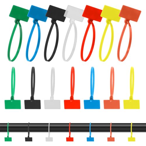 Cable Labels Tags 100 Pcs Cord Labels Multi-Color Electronic Cable Identification Tags Wire Zip Ties With Label Self-Locking Nylon Zip Tie Tags For Electronics Nylon Wrap-It (Colorful)