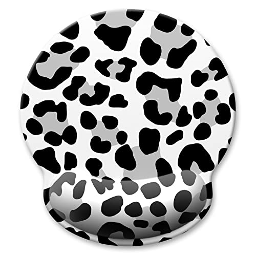 Ergonomic Mouse Pad with Wrist Support, White Leopard Memory Foam Wrist Rest Mouse Pads, Cute Computer Laptop Office Accessories Decor, Pain Relief Mousepad for Work Gaming Women Girls - color: White Leopard