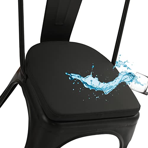 BUYUE 14" Metal Chair Cushion with Magnetic 1 Piece, Luxury PU Leather Waterproof Anti-Slip Seat Pad for Kitchen Cafe Dining Bistro Stackable Chairs (U-Shape, Black, 1) - color: Black, style: U-shape-1 Pcs