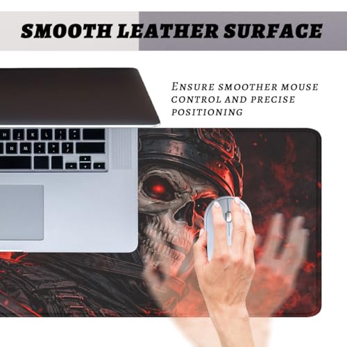 Dark Skull Gaming Mouse Pad Red Flame Aesthetic Extended Gaming Mouse Pad Mat with Stitched Edge Non-Slip Base Office Computer Keyboard Laptop 31.5"x11.8" - color: Dark Skull, size: 31.5L x 11.8W inches