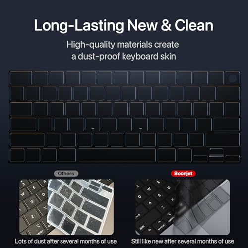 Premium Ultra Thin Keyboard Cover Protector, Compatible with 2025-2021 M5/M4/M3/M2/M1 Pro/Max MacBook Pro 14/16, M4/M3/M2 MacBook Air 13/15, US Layout, Surround Touch ID - color: Smokey(Surround Touch ID)