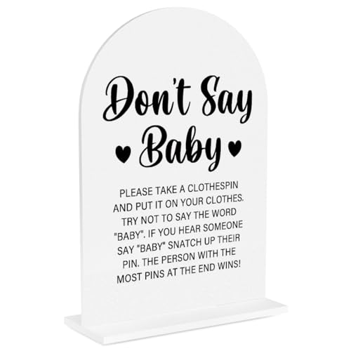 Baby in Bloom Shower Decorations, Gender Reveal Games Party Decorations Don't Say Baby Shower Game Baby Shower Sign, 5x7 Inch Arch Acrylic Signs - color: Baby1