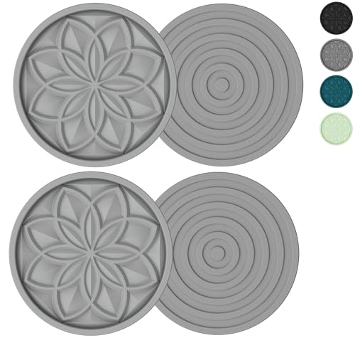 HFHOME Silicone Coasters Set, 4 Pcs Drink Coasters for Coffee Table, Bar Tabletop Protection - Dark Gray - color: Dark Gray - 4pcs
