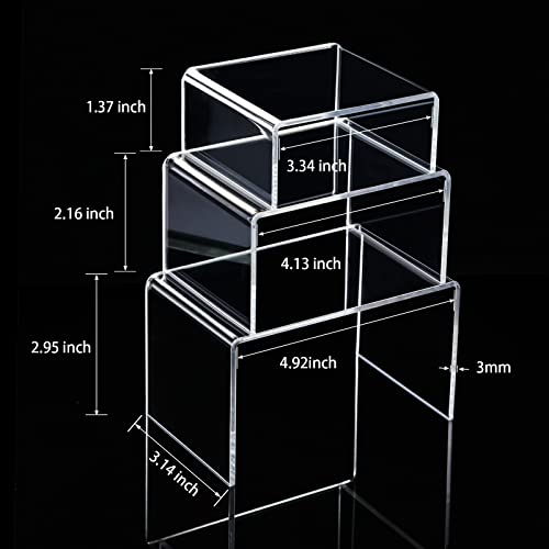 Chuangdi 2 Sets Acrylic Display Risers, Product Stand, Jewelry Display Riser Shelf Showcase Fixtures for Dessert Cupcake Candy Figure Treat Action Showcase(Clear,Small Set) - color: Clear, size: Small Set