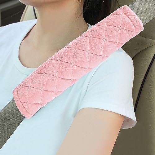 Amooca Soft Auto Seat Belt Cover Seatbelt Shoulder Pad Cushions 2 PCS for a More Comfortable Driving Universal Fit for All Cars and Backpack Dirty Pink - color: Dirty Pink