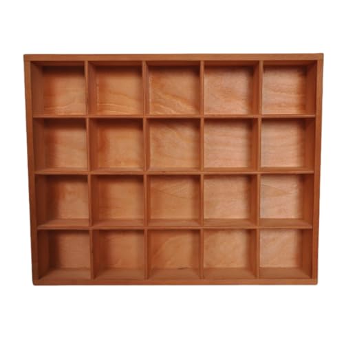 1 Pcs 13.4''x10.6''x2'' Wooden Storage Divider Box Showcase Display Box Organization Tray Display Holder with 20 Compartments for Home Craft Office Kitchen Storage (Vintage Color) - color: Vintage Color, size: 20 Compartments