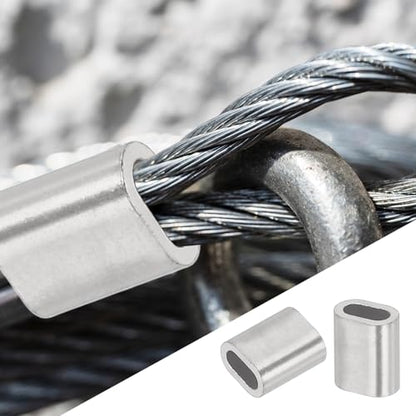 uxcell 1/16"(1.5mm) Wire Rope Stop Sleeve, 304 Stainless Steel Cable Wire Rope Crimping Loops Sleeve Ferrules for Cable Ferrule, Silver 20Pcs - size: 1/16"(1.5mm)