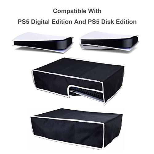 Horizontal Dust Cover For PS5 Console. EMiEN Oxford Fabric Anti-Scratch Waterproof Dust Guard With Back Cable Port For SONY Playstation 5 Console Digital & Disk Version