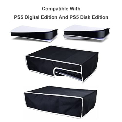 Horizontal Dust Cover For PS5 Console. EMiEN Oxford Fabric Anti-Scratch Waterproof Dust Guard With Back Cable Port For SONY Playstation 5 Console Digital & Disk Version