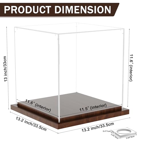 VGMiu Basketball Display Case with Wood Base, Clear Acrylic Basketball Case Display Box with Removable Built-in Ball Holder for Autographed Balls, Sports Collectibles, Memorabilia Displays - size: Basketball Case