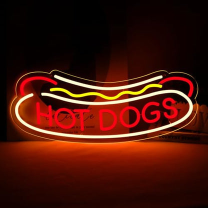 23.6"x9.4" Large Size Hot Dogs Neon Signs for Business，Neon Lights for HOT DOGS Shop Led Business Signs Suitable for Fast Food shops Christmas Birthday Party Gift - style: hot dogs
