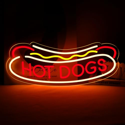 23.6"x9.4" Large Size Hot Dogs Neon Signs for Business，Neon Lights for HOT DOGS Shop Led Business Signs Suitable for Fast Food shops Christmas Birthday Party Gift - style: hot dogs