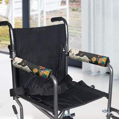 Wheelchair Armrest Pads Wheel Chair Accessories Adults 2 Pack Wheelchair Arm Pads for Office Transport Chair Pressure Relief Black Cat - color: Black Cat
