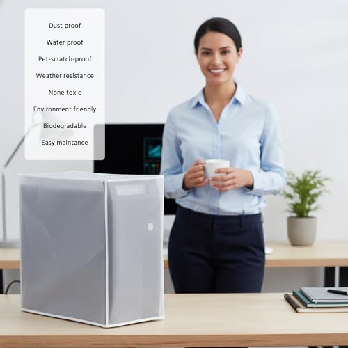 CPU Dust Cover See-Through Lightweight Waterproof Computer Desktop Office Work PC Small-Tower Full Body Protective Case - Small Size - size: 8Wx15.5Dx15.5H in