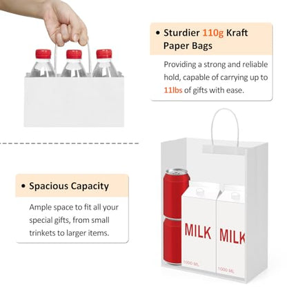 BagDream Red Gift Bags 10x5x13 Inch 100Pcs Large Kraft Paper Bags Bulk for Christmas, Wedding, Party Favors, Business, Retail, Grocery Paper Sacks with Handles - color: Red