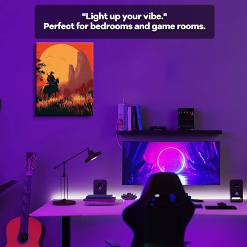 WOXZQ Cinematic Western Cowboy Silhouette at Sunset Inspired by Red Dead Redemption 2 Game Art Wall Poster for Gaming Room Wrapped Canvas Print 12x15 Inch - color: Lone Rider’s Path