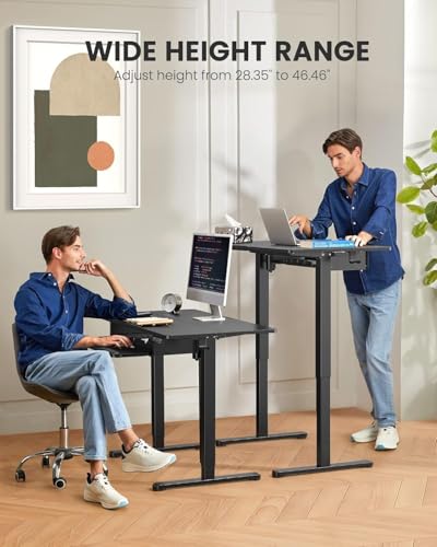 ErGear Electric Standing Desk with Keyboard Tray, 44x24 Inches Adjustable Height Sit Stand Up Desk, Home Office Desk Computer Workstation, Black - color: Black, size: 44" X 24"