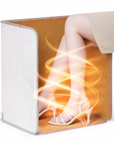 Under Desk Heater, 195W Energy-Saving Foot Warmer with Heating Pad for Feet, Electric Foot Warmer Under Desk 5 Heat Levels, 2 to 8H Timer Quiet Fanless Foot Heater for Office Home Dorm Chochoyah - color: Light Grey Cuboid