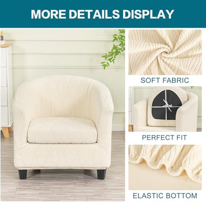 KRFOONN Club Chair Slipcover 2 Piece Stretch Printed Round Barrel Chair Covers Removable Tub Chair Slipcover with Elastic Bottom Chair Coverings Furniture Protector Cover for Living Room, B59 - color: Colorb59