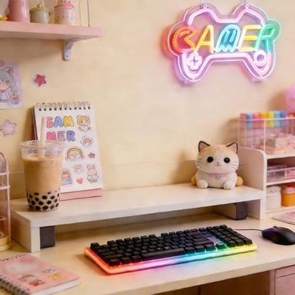 Gamer neon sign for teen girl room decor,Pink Neon Signs with USB and Dimmer switch,Gamer Neon Signs for wall decor,game room,kids,gift - size: gamer-pink