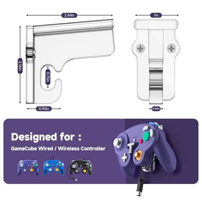 CaSZLUTION Wall Mount Holder for GameCube Controller, Clear Acrylic Stand | 1 Pack Screw Mount Hanger, Compatible with Wired & Switch 2 Wireless GameCube Controllers, Sturdy Clear Acrylic